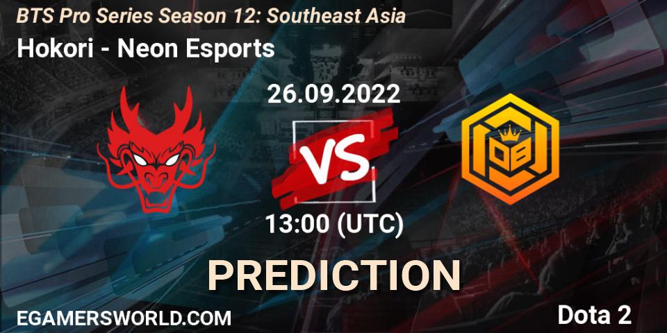 Hokori - Neon Esports: прогноз. 26.09.2022 at 13:43, Dota 2, BTS Pro Series Season 12: Southeast Asia