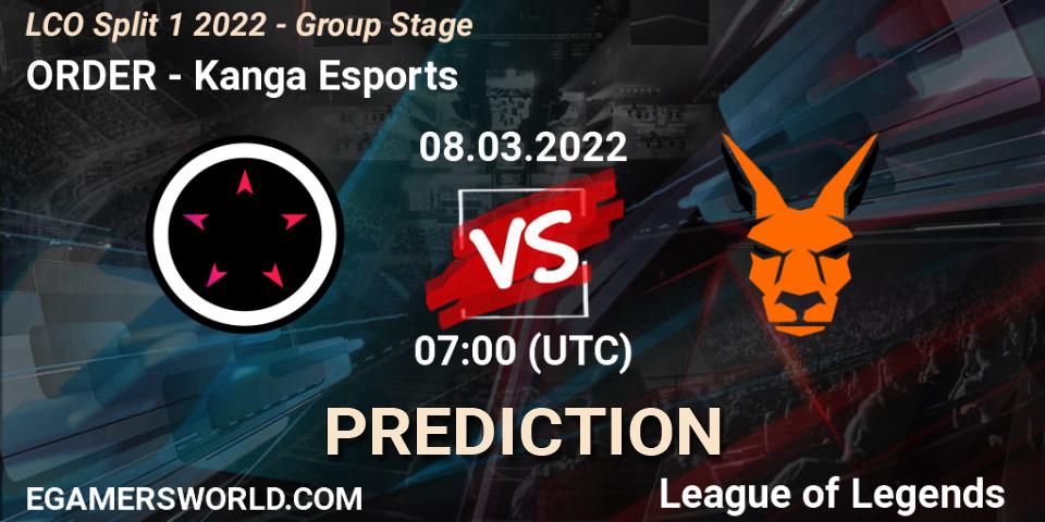 ORDER - Kanga Esports: прогноз. 08.03.22, LoL, LCO Split 1 2022 - Group Stage 