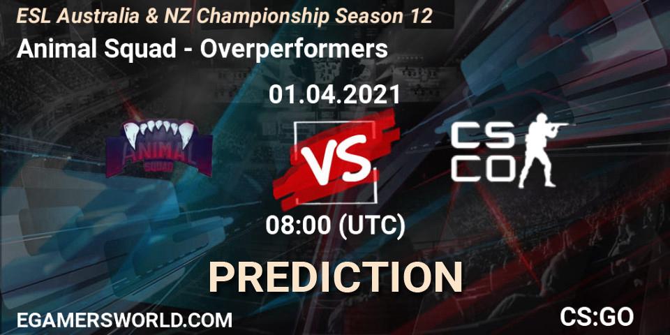 Animal Squad - Overperformers: прогноз. 01.04.2021 at 08:30, Counter-Strike (CS2), ESL Australia & NZ Championship Season 12