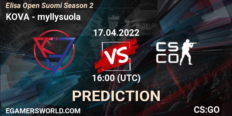 KOVA - myllysuola: прогноз. 17.04.2022 at 16:00, Counter-Strike (CS2), Elisa Open Suomi Season 2