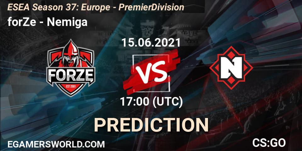 forZe - Nemiga: прогноз. 15.06.2021 at 17:00, Counter-Strike (CS2), ESEA Season 37: Europe - Premier Division