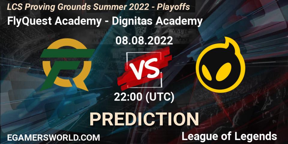 FlyQuest Academy - Dignitas Academy: прогноз. 08.08.2022 at 22:00, LoL, LCS Proving Grounds Summer 2022 - Playoffs