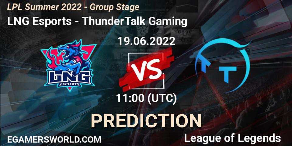 LNG Esports - TT Gaming: прогноз. 19.06.2022 at 11:00, LoL, LPL Summer 2022 - Group Stage