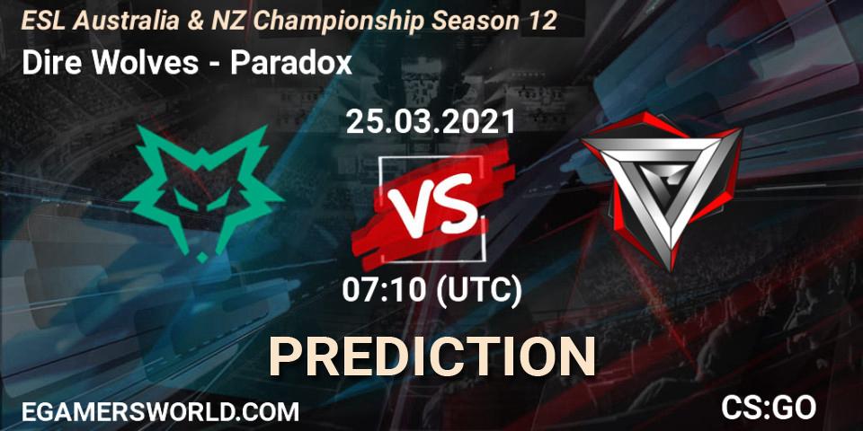 Dire Wolves - Paradox: прогноз. 25.03.2021 at 07:10, Counter-Strike (CS2), ESL Australia & NZ Championship Season 12
