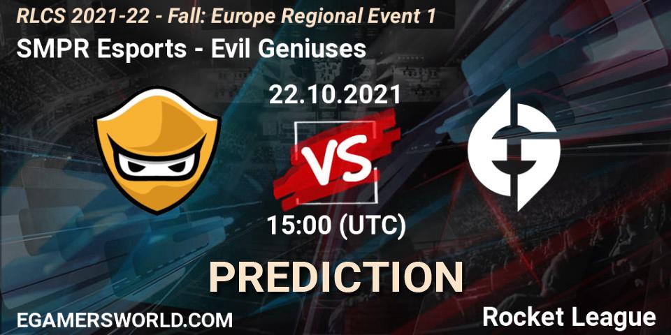 SMPR Esports - Evil Geniuses: прогноз. 22.10.2021 at 15:00, Rocket League, RLCS 2021-22 - Fall: Europe Regional Event 1