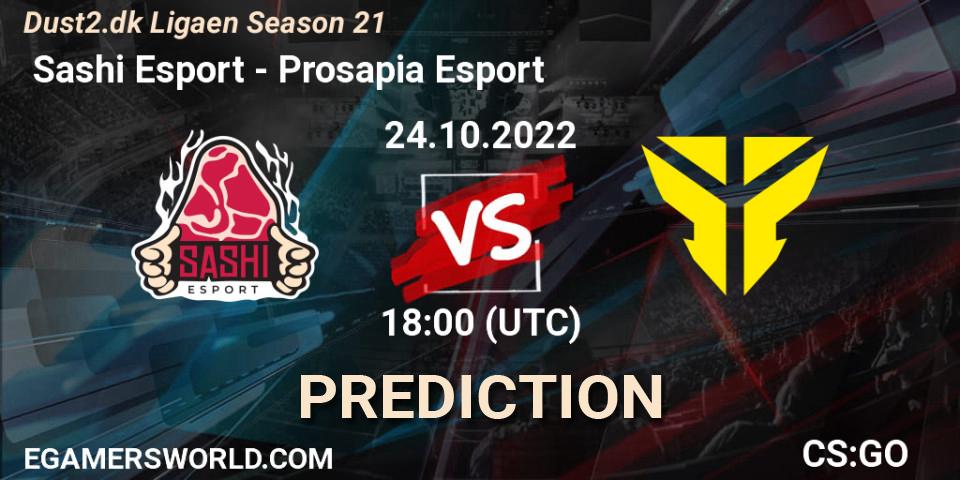  Sashi Esport - Prosapia Esport: прогноз. 24.10.2022 at 19:00, Counter-Strike (CS2), Dust2.dk Ligaen Season 21