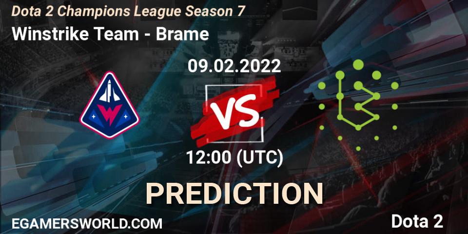 Winstrike Team - Brame: прогноз. 09.02.2022 at 12:40, Dota 2, Dota 2 Champions League 2022 Season 7