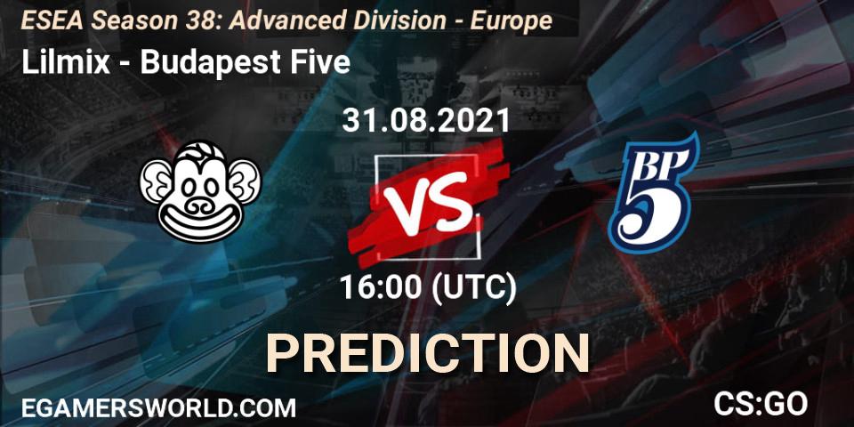 Lilmix - Budapest Five: прогноз. 31.08.2021 at 16:00, Counter-Strike (CS2), ESEA Season 38: Advanced Division - Europe