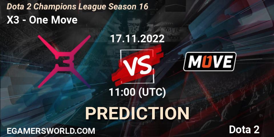 X3 - One Move: прогноз. 17.11.2022 at 11:01, Dota 2, Dota 2 Champions League Season 16