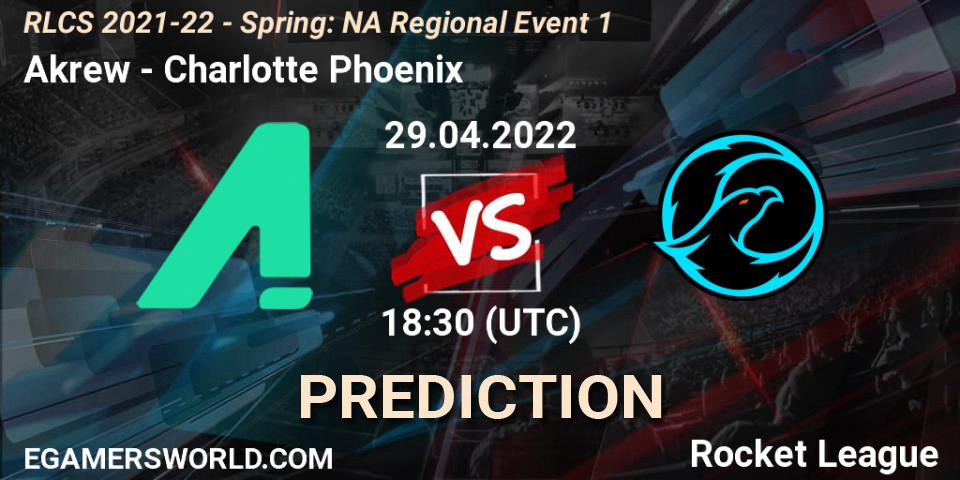 Akrew - Charlotte Phoenix: прогноз. 29.04.2022 at 18:30, Rocket League, RLCS 2021-22 - Spring: NA Regional Event 1