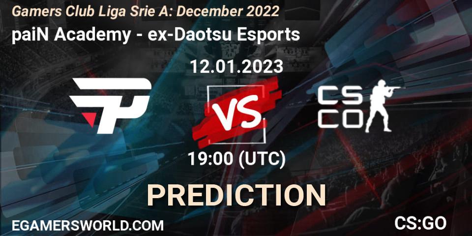 paiN Academy - ex-Daotsu Esports: прогноз. 12.01.2023 at 19:00, Counter-Strike (CS2), Gamers Club Liga Série A: December 2022