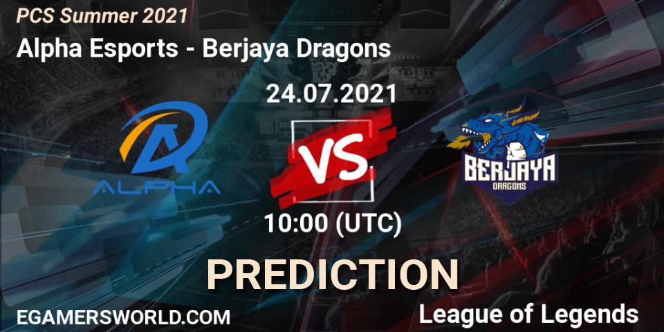 Alpha Esports - Berjaya Dragons: прогноз. 24.07.2021 at 10:00, LoL, PCS Summer 2021