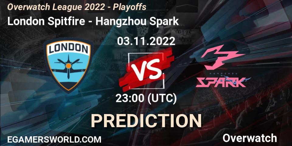 London Spitfire - Hangzhou Spark: прогноз. 03.11.2022 at 23:00, Overwatch, Overwatch League 2022 - Playoffs