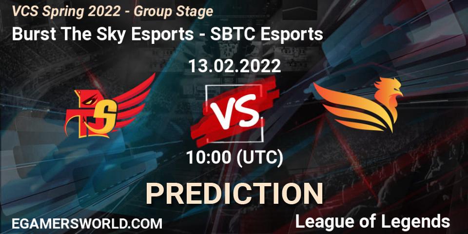 Burst The Sky Esports - SBTC Esports: прогноз. 13.02.2022 at 10:00, LoL, VCS Spring 2022 - Group Stage 