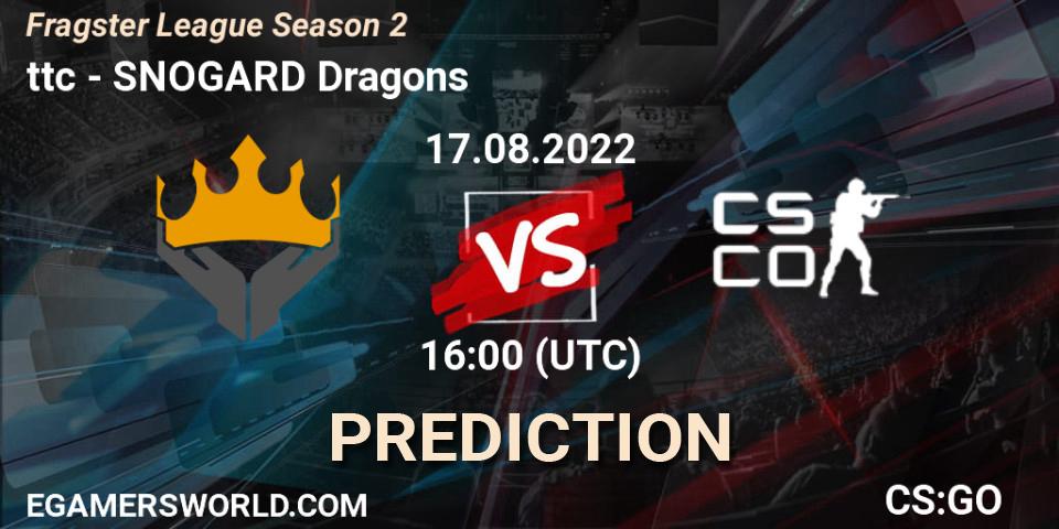 ttc - SNOGARD Dragons: прогноз. 17.08.2022 at 16:00, Counter-Strike (CS2), Fragster League Season 2