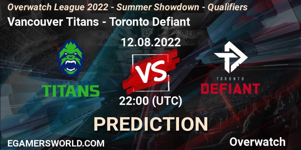 Vancouver Titans - Toronto Defiant: прогноз. 12.08.2022 at 23:00, Overwatch, Overwatch League 2022 - Summer Showdown - Qualifiers