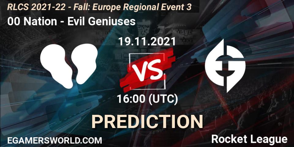 00 Nation - Evil Geniuses: прогноз. 19.11.2021 at 16:00, Rocket League, RLCS 2021-22 - Fall: Europe Regional Event 3
