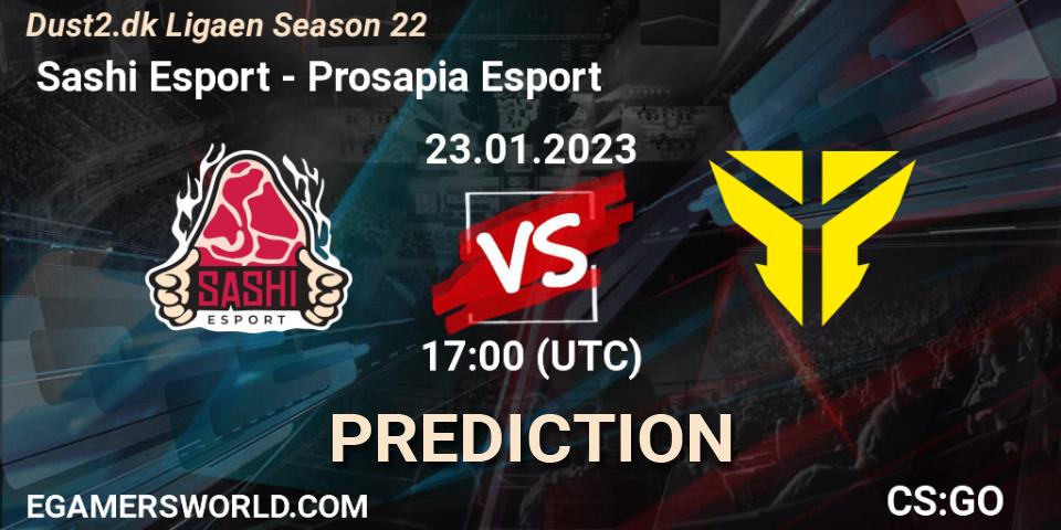  Sashi Esport - Prosapia Esport: прогноз. 23.01.2023 at 19:00, Counter-Strike (CS2), Dust2.dk Ligaen Season 22