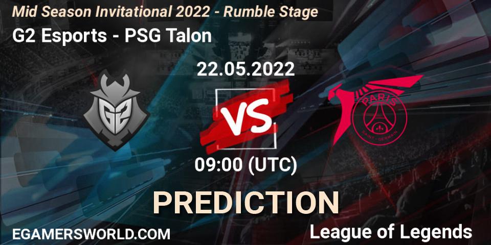 G2 Esports - PSG Talon: прогноз. 22.05.2022 at 09:00, LoL, Mid Season Invitational 2022 - Rumble Stage