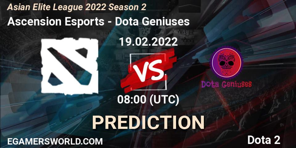 Ascension Esports - Dota Geniuses: прогноз. 19.02.2022 at 08:00, Dota 2, Asian Elite League 2022 Season 2