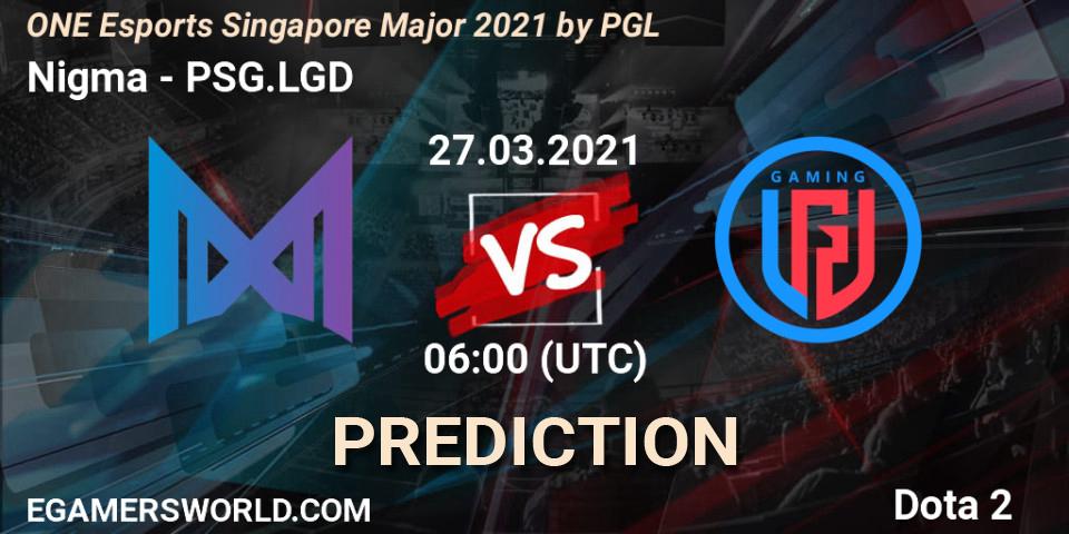 Nigma - PSG.LGD: прогноз. 27.03.2021 at 06:53, Dota 2, ONE Esports Singapore Major 2021