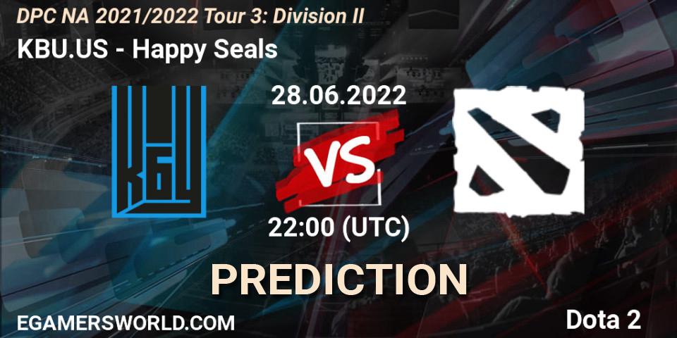 KBU.US - Happy Seals: прогноз. 28.06.2022 at 22:10, Dota 2, DPC NA 2021/2022 Tour 3: Division II