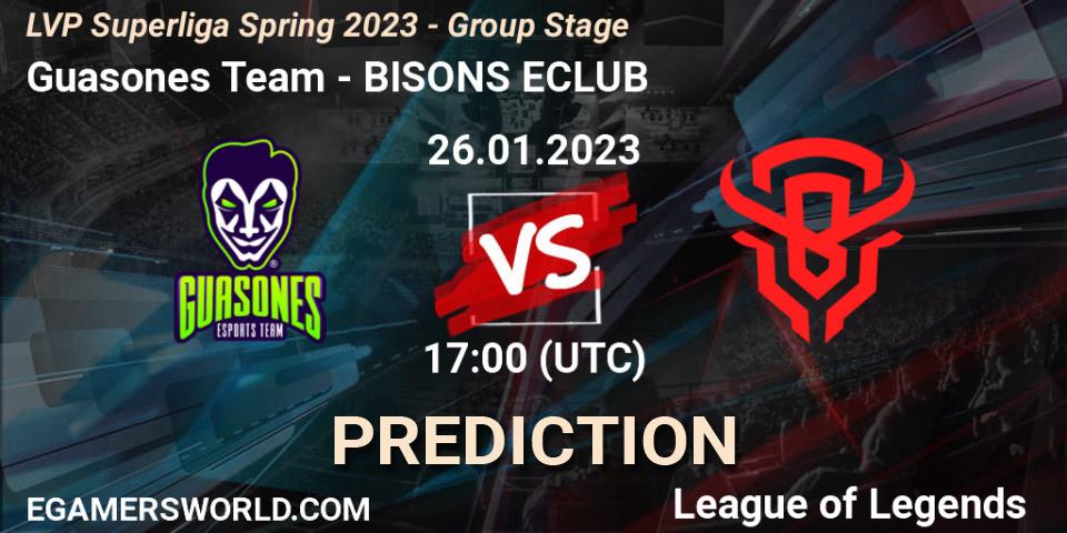 Guasones Team - BISONS ECLUB: прогноз. 26.01.2023 at 17:00, LoL, LVP Superliga Spring 2023 - Group Stage