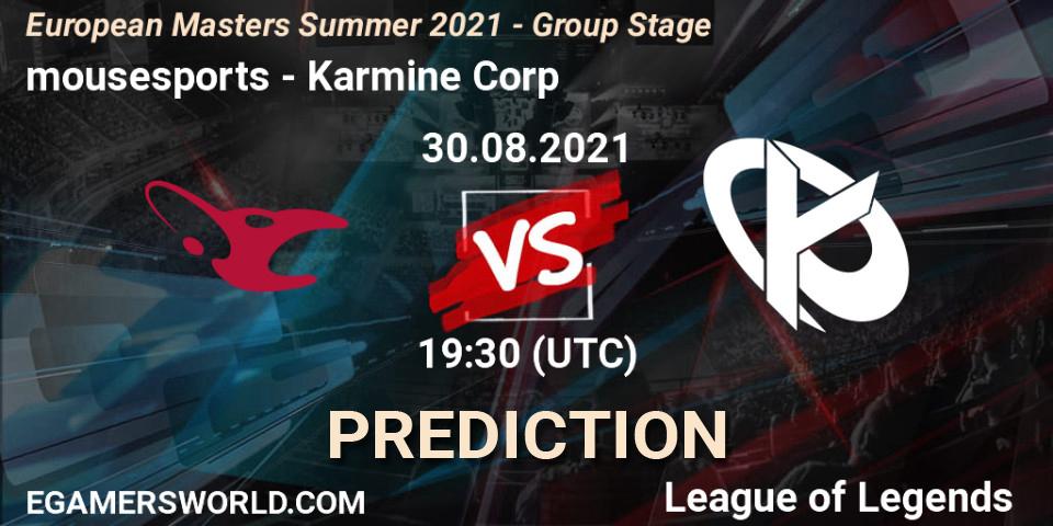 mousesports - Karmine Corp: прогноз. 30.08.2021 at 19:10, LoL, European Masters Summer 2021 - Group Stage