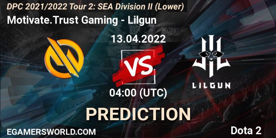 Motivate.Trust Gaming - Lilgun: прогноз. 13.04.2022 at 04:01, Dota 2, DPC 2021/2022 Tour 2: SEA Division II (Lower)