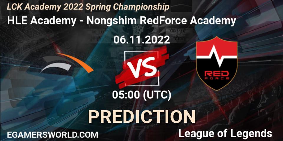 HLE Academy - Nongshim RedForce Academy: прогноз. 06.11.2022 at 05:00, LoL, LCK Academy 2022 Spring Championship