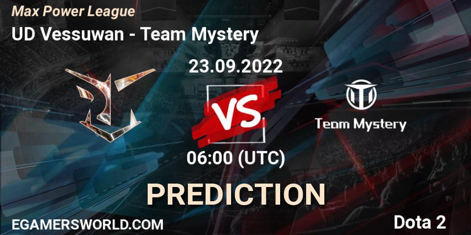 UD Vessuwan - Team Mystery: прогноз. 23.09.2022 at 06:07, Dota 2, Max Power League
