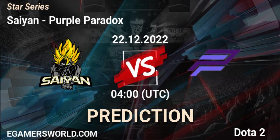 Saiyan - Purple Paradox: прогноз. 22.12.2022 at 04:00, Dota 2, Star Series