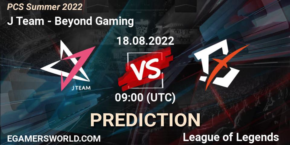 J Team - Beyond Gaming: прогноз. 18.08.2022 at 09:00, LoL, PCS Summer 2022