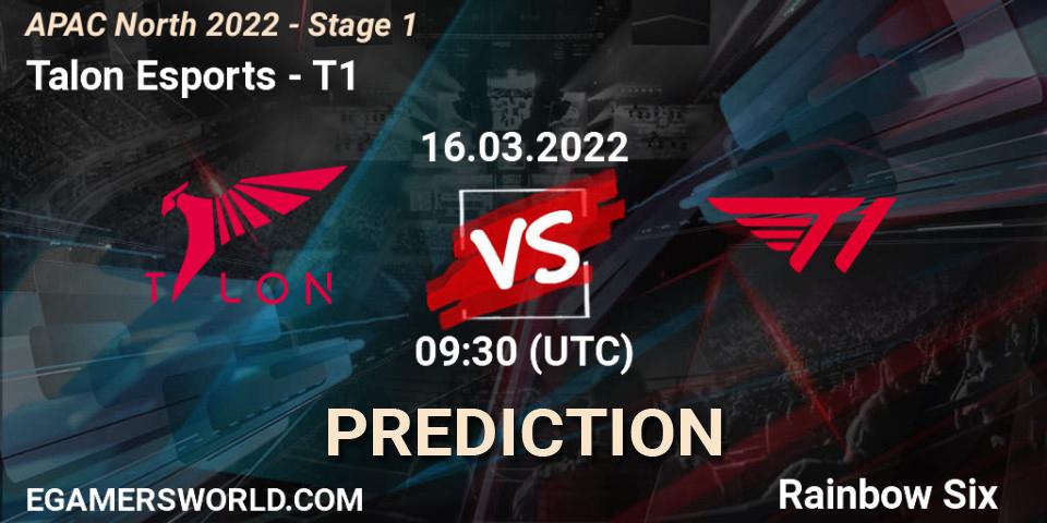 Talon Esports - T1: прогноз. 16.03.2022 at 09:30, Rainbow Six, APAC North 2022 - Stage 1