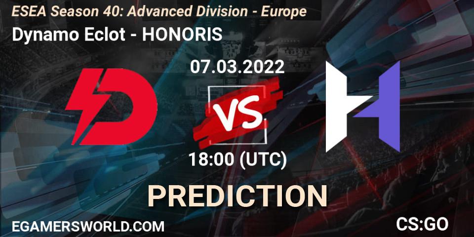 Dynamo Eclot - HONORIS: прогноз. 07.03.2022 at 18:00, Counter-Strike (CS2), ESEA Season 40: Advanced Division - Europe