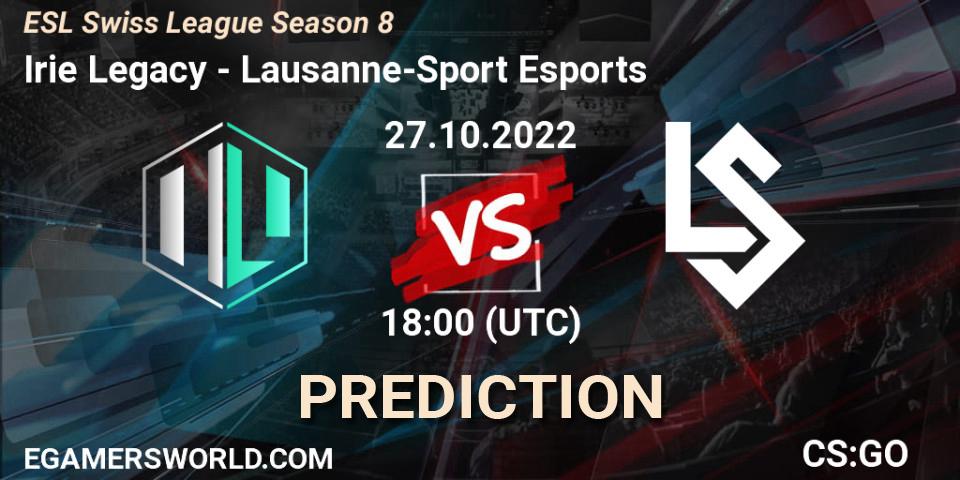 Irie Legacy - Lausanne-Sport Esports: прогноз. 27.10.2022 at 18:00, Counter-Strike (CS2), ESL Swiss League Season 8