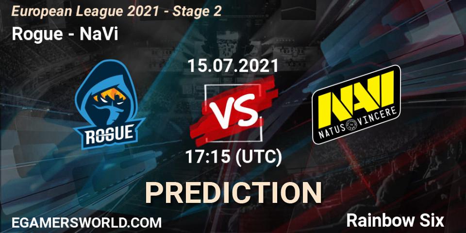 Rogue - NaVi: прогноз. 15.07.2021 at 17:15, Rainbow Six, European League 2021 - Stage 2