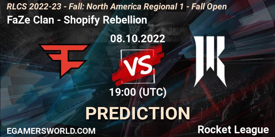 FaZe Clan - Shopify Rebellion: прогноз. 08.10.2022 at 18:50, Rocket League, RLCS 2022-23 - Fall: North America Regional 1 - Fall Open