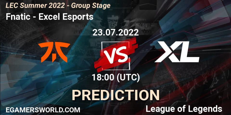 Fnatic - Excel Esports: прогноз. 23.07.2022 at 19:00, LoL, LEC Summer 2022 - Group Stage