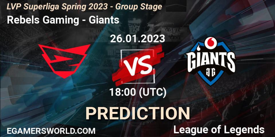 Rebels Gaming - Giants: прогноз. 26.01.23, LoL, LVP Superliga Spring 2023 - Group Stage