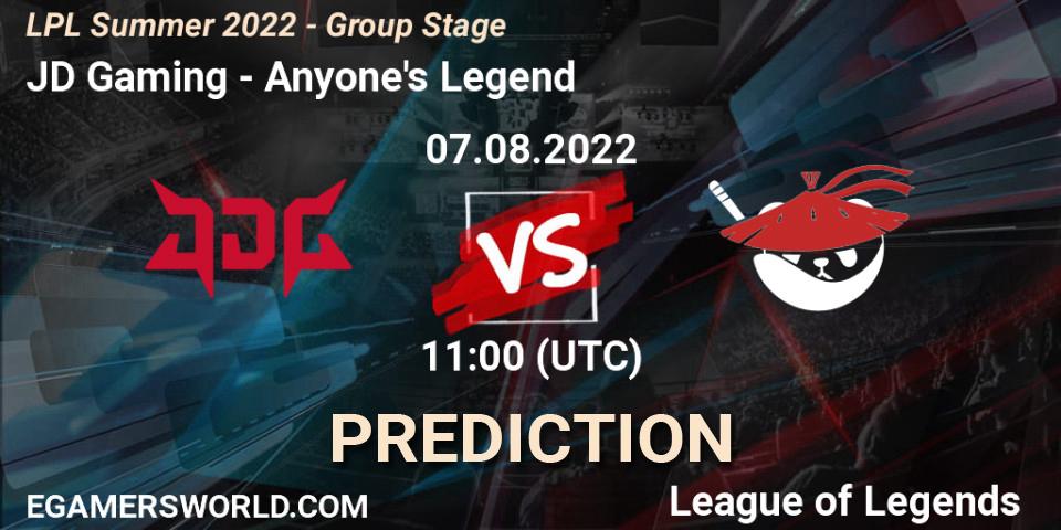 JD Gaming - Anyone's Legend: прогноз. 07.08.2022 at 12:00, LoL, LPL Summer 2022 - Group Stage