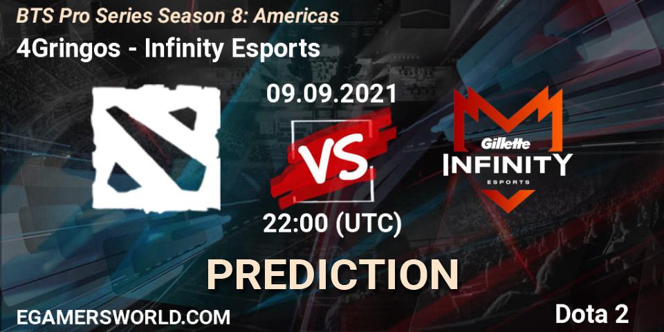 4Gringos - Infinity Esports: прогноз. 09.09.2021 at 22:30, Dota 2, BTS Pro Series Season 8: Americas
