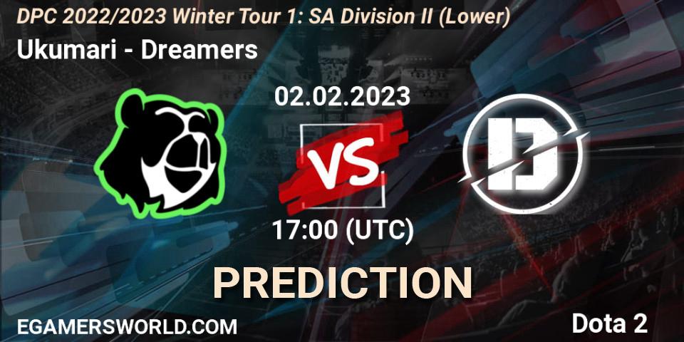 Ukumari - Dreamers: прогноз. 02.02.23, Dota 2, DPC 2022/2023 Winter Tour 1: SA Division II (Lower)