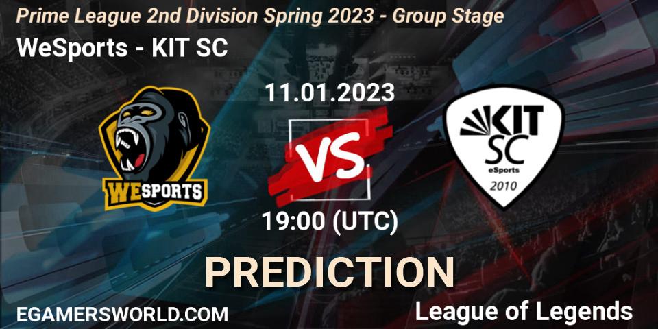 WeSports - KIT SC: прогноз. 11.01.2023 at 19:00, LoL, Prime League 2nd Division Spring 2023 - Group Stage