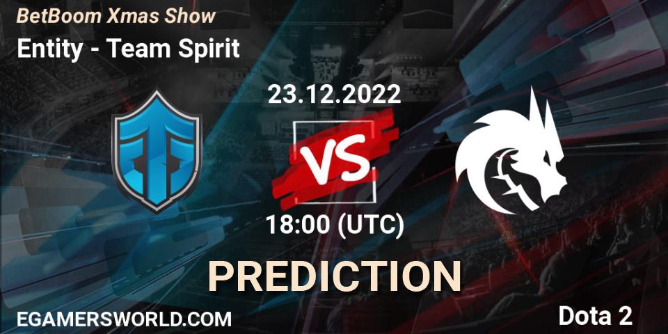 Entity - Team Spirit: прогноз. 23.12.2022 at 19:20, Dota 2, BetBoom Xmas Show