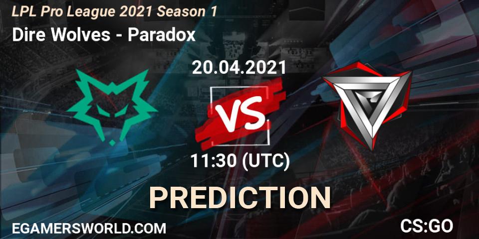 Dire Wolves - Paradox: прогноз. 20.04.2021 at 11:00, Counter-Strike (CS2), LPL Pro League 2021 Season 1