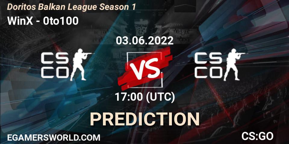WinX - 0to100: прогноз. 03.06.2022 at 17:00, Counter-Strike (CS2), Doritos Balkan League Season 1