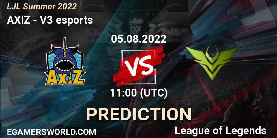 AXIZ - V3 esports: прогноз. 05.08.2022 at 11:00, LoL, LJL Summer 2022