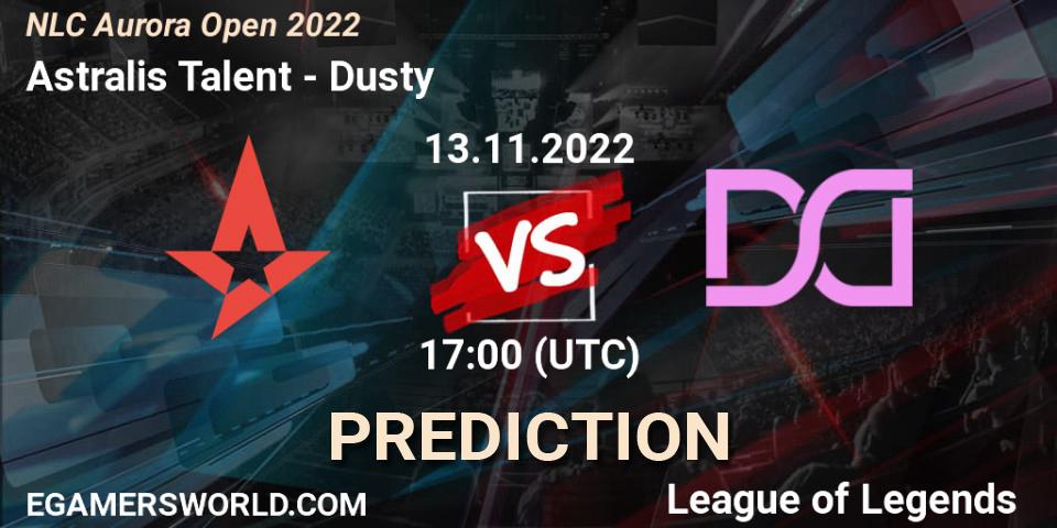 Astralis Talent - Dusty: прогноз. 13.11.2022 at 17:00, LoL, NLC Aurora Open 2022