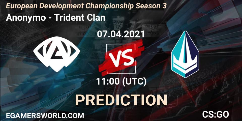 Anonymo - Trident Clan: прогноз. 07.04.2021 at 11:00, Counter-Strike (CS2), European Development Championship Season 3